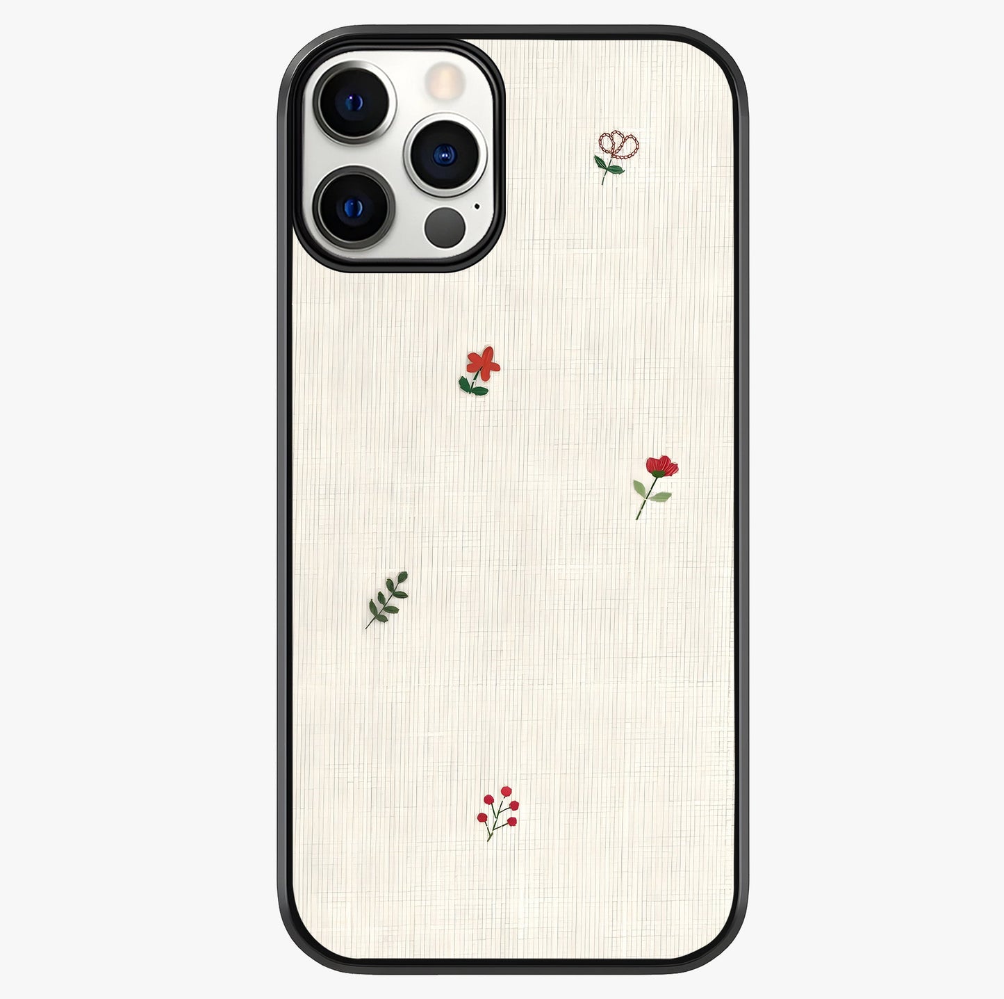 Minimalistic Blue With White Flower Pattern Glass Case showing full back design in clean flat view with glossy glass finish.