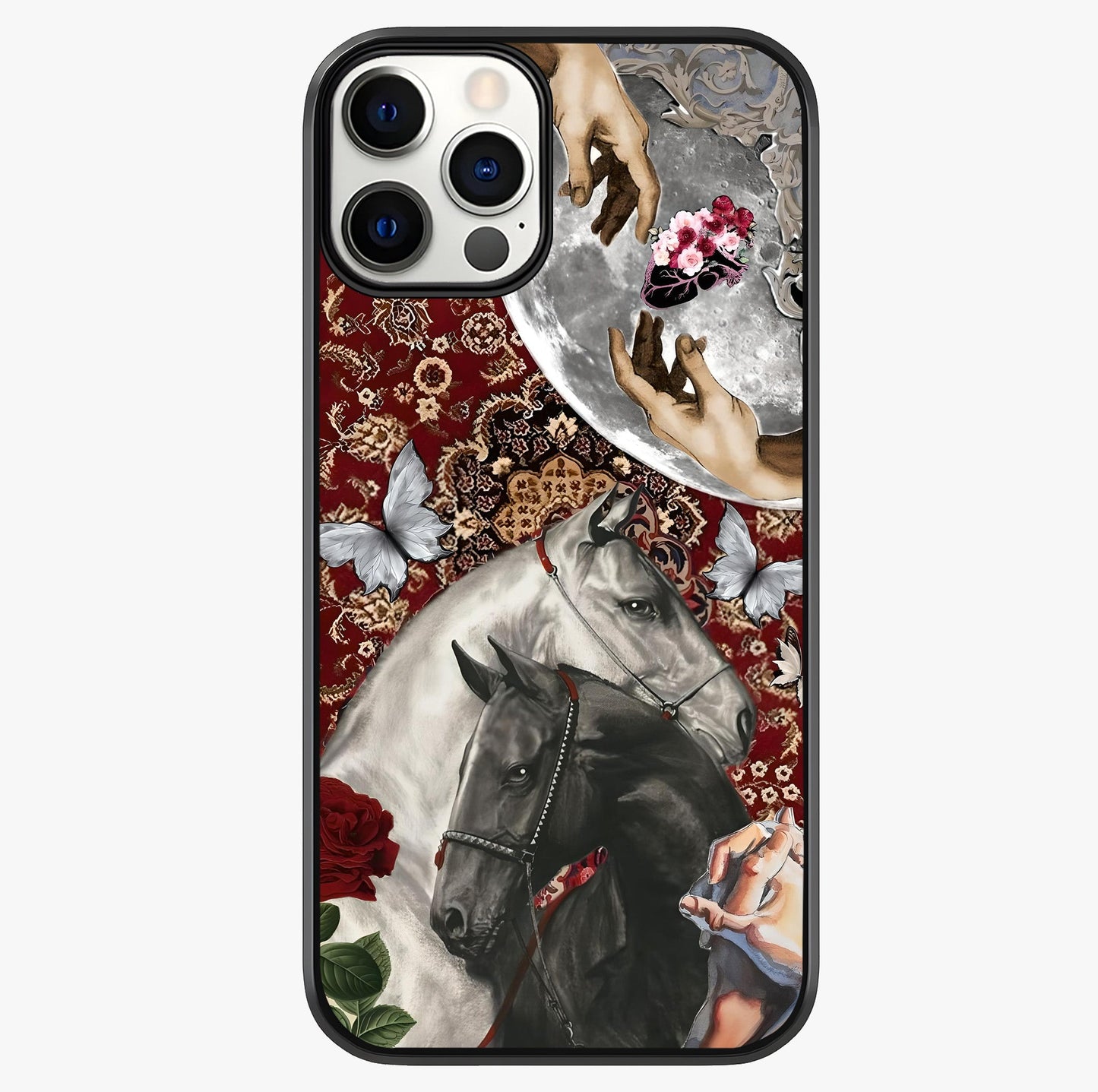 Moonlit Royal Stallion Glass Case showing full back design in clean flat view with glossy glass finish.