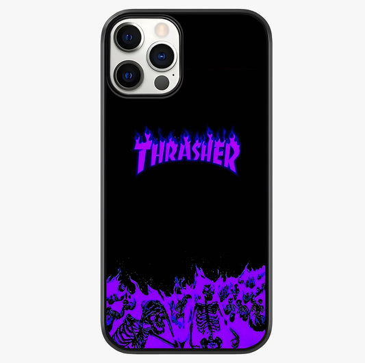 Neon Flame Riot Glass Case showing full back design in clean flat view with glossy glass finish.