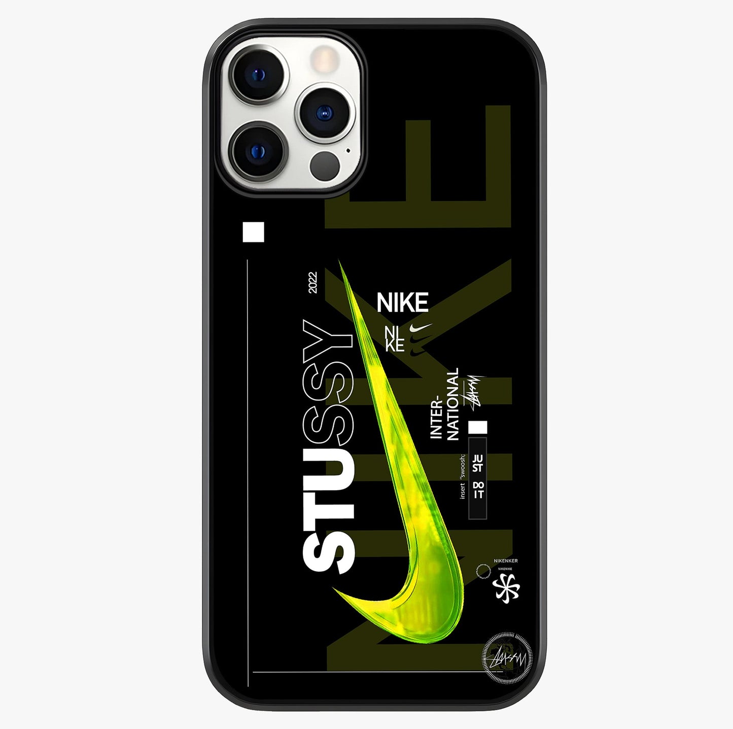 Neon Street Edition Glass Case showing full back design in clean flat view with glossy glass finish.