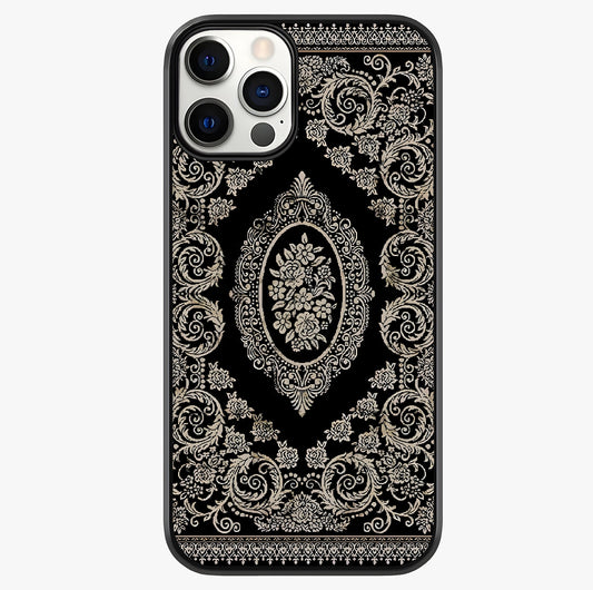 Noir Bloom Elegance Glass Case showing full back design in clean flat view with glossy glass finish.