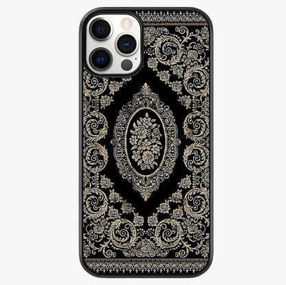 Noir Bloom Elegance Glass Case showing full back design in clean flat view with glossy glass finish.