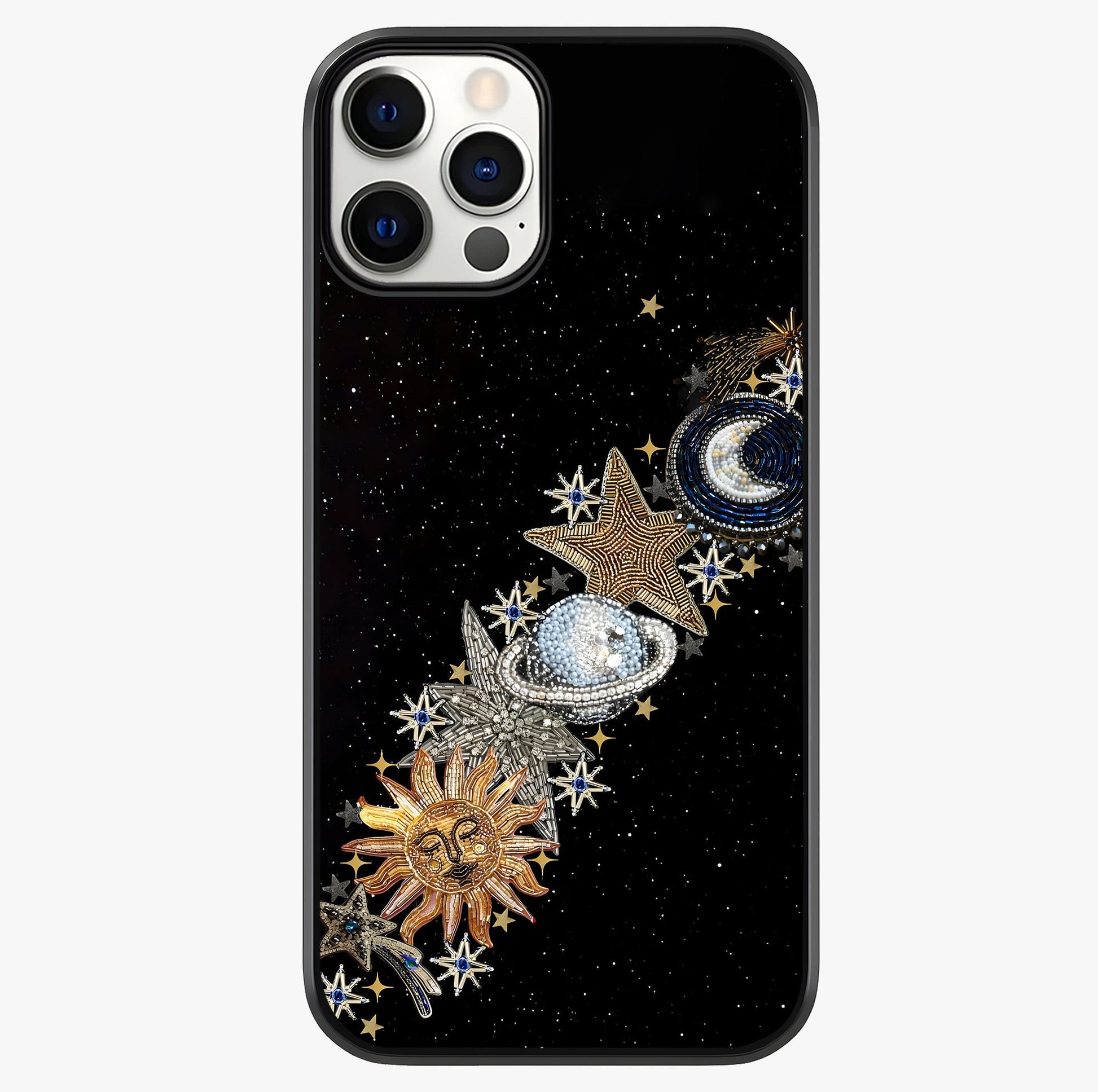 Pearls Universe Object Glass Case showing full back design in clean flat view with glossy glass finish.