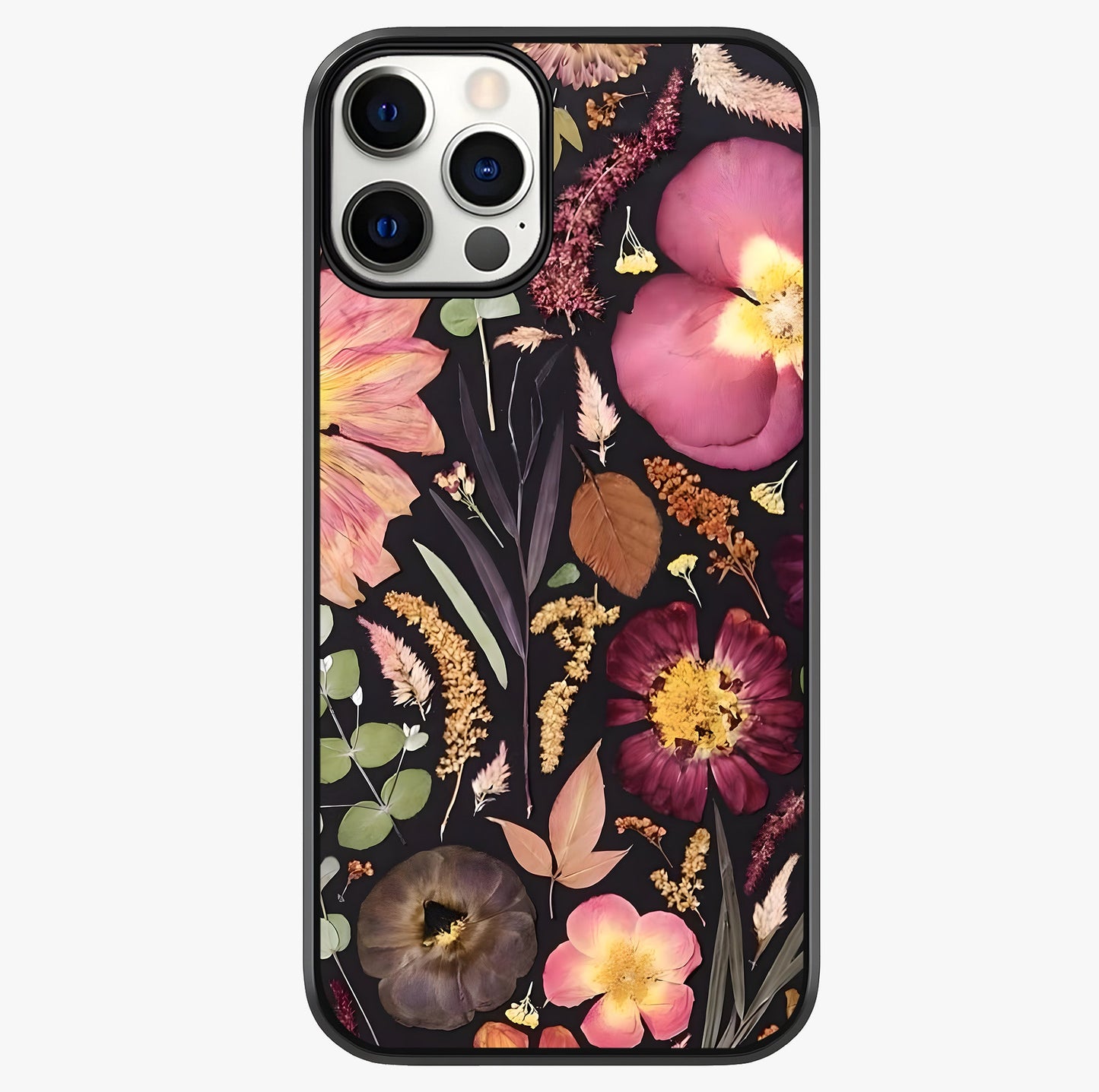 Petal Dream Tapestry Glass Case showing full back design in clean flat view with glossy glass finish.
