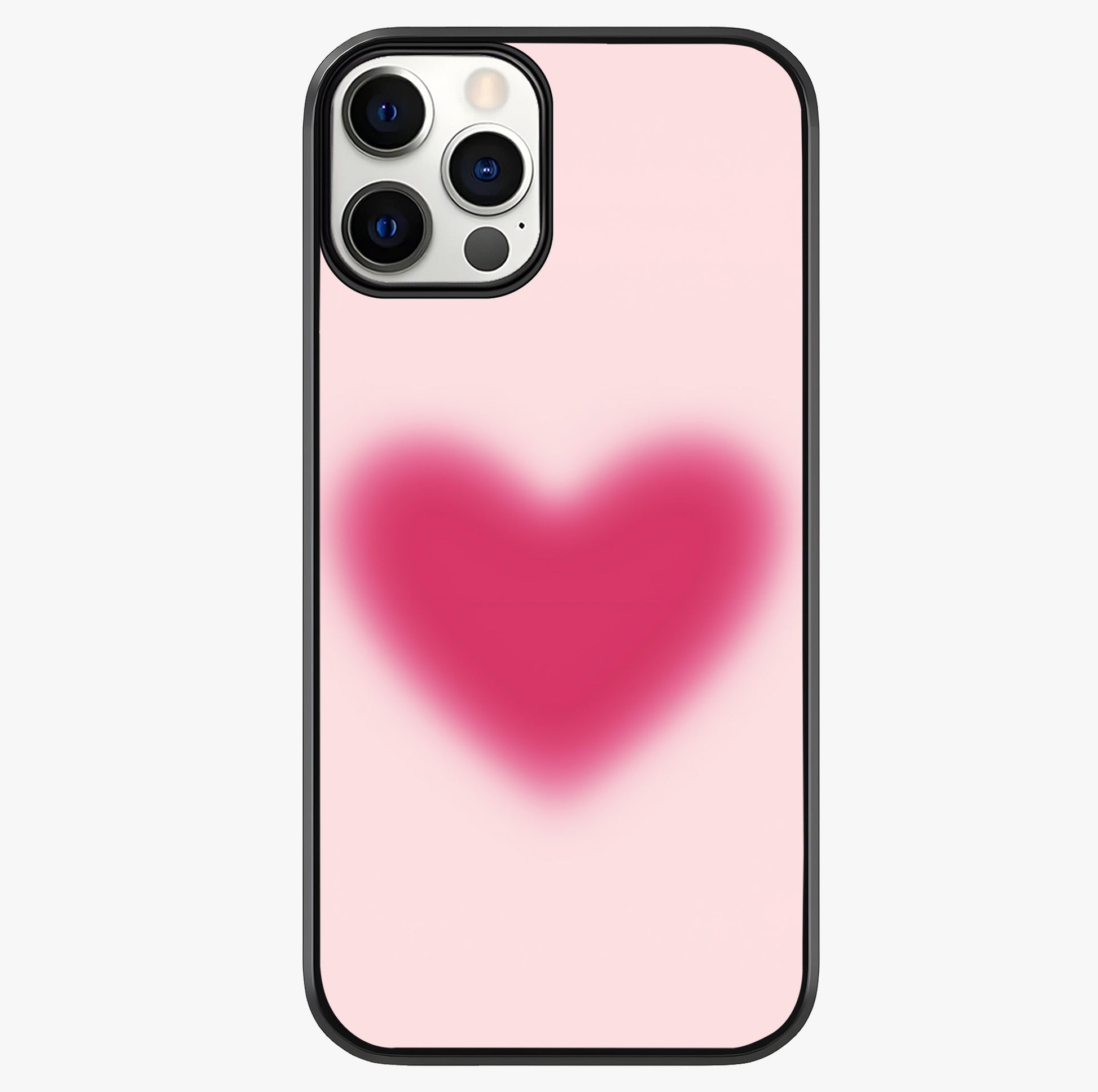 Pink Aura Heart Glass Case showing full back design in clean flat view with glossy glass finish.