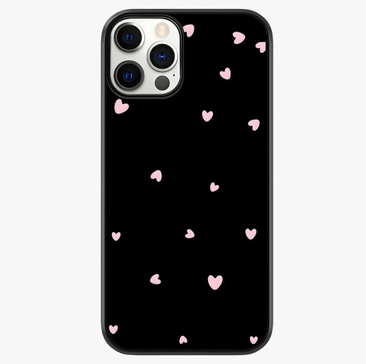 Pink Love Drops Glass Case showing full back design in clean flat view with glossy glass finish.