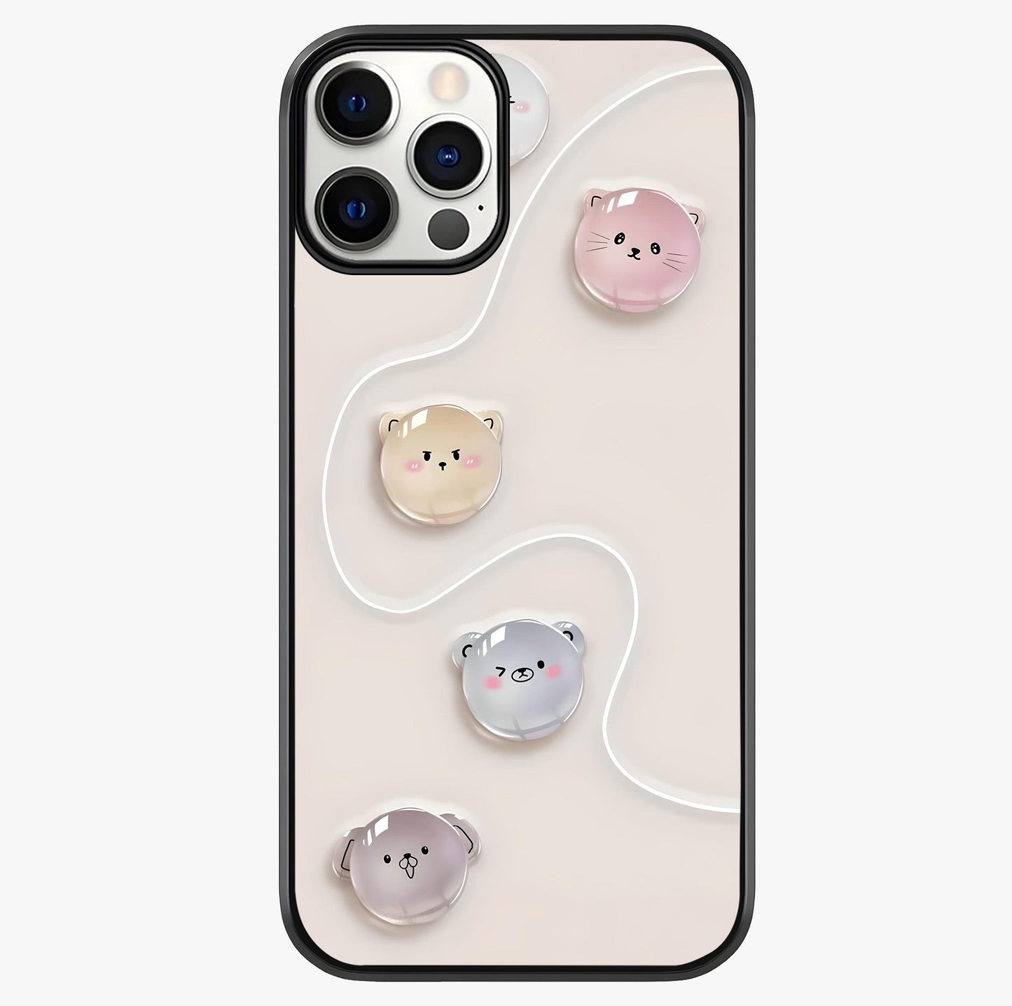 Puffy Face Parade Glass Case showing full back design in clean flat view with glossy glass finish.