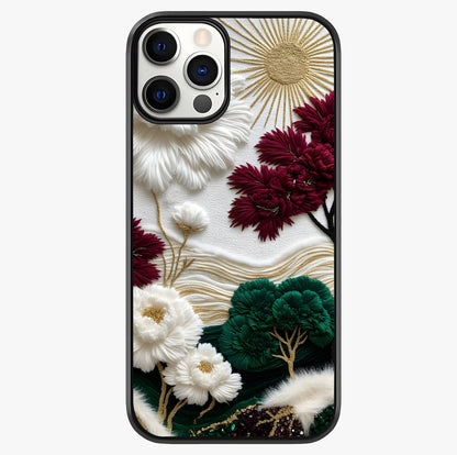 Radiant Bloom Elegance Glass Case showing full back design in clean flat view with glossy glass finish.