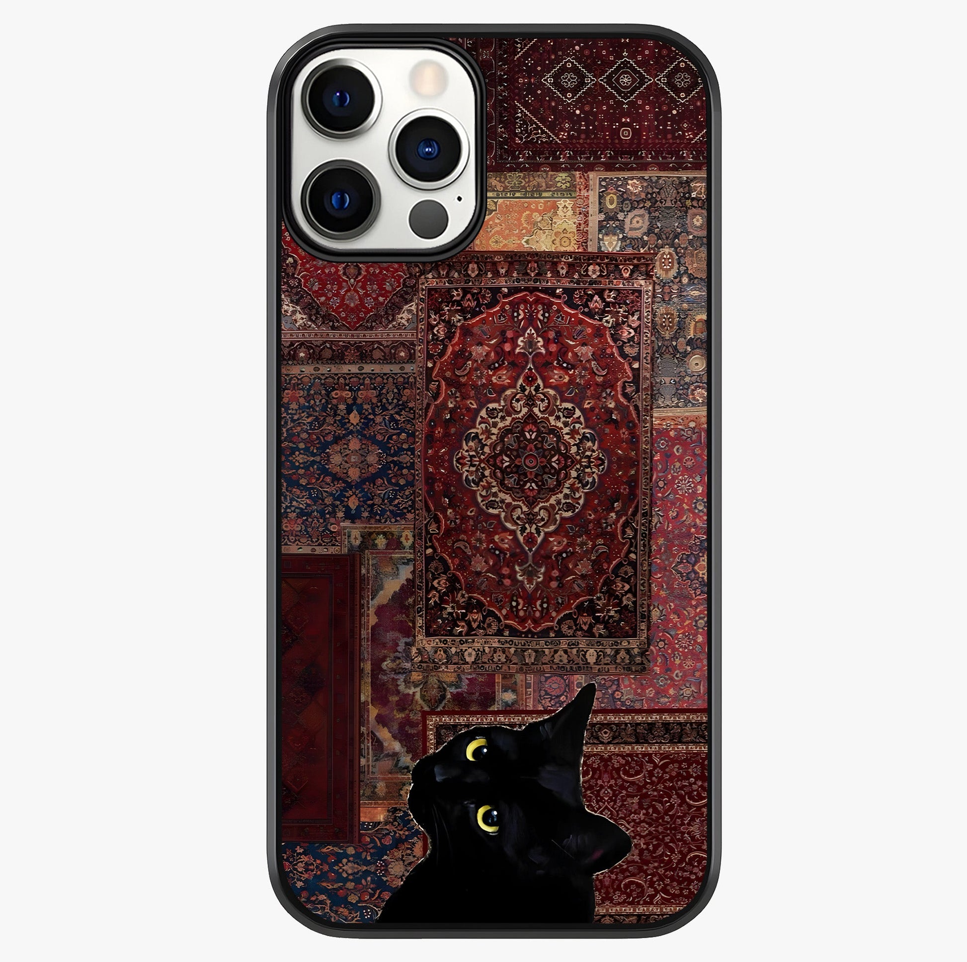 Regal Magic Cat Apple Glass Case showing full back design in clean flat view with glossy glass finish.