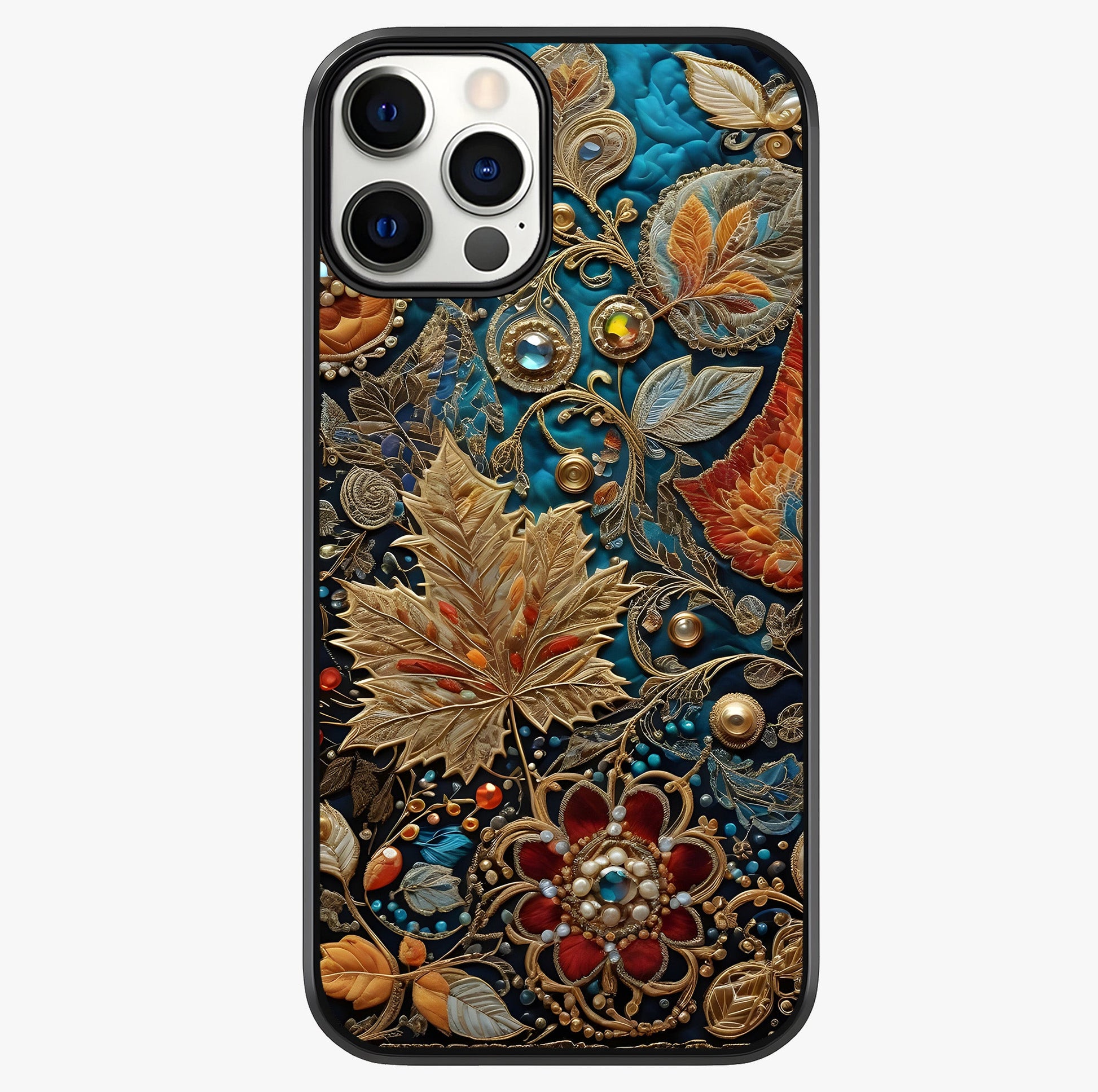 Royal Jewel Garden Glass Case showing full back design in clean flat view with glossy glass finish.