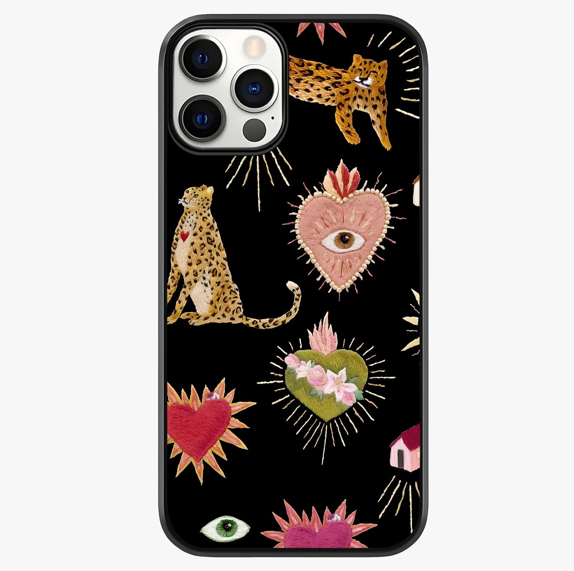 Sacred Jungle Heart Glass Case showing full back design in clean flat view with glossy glass finish.