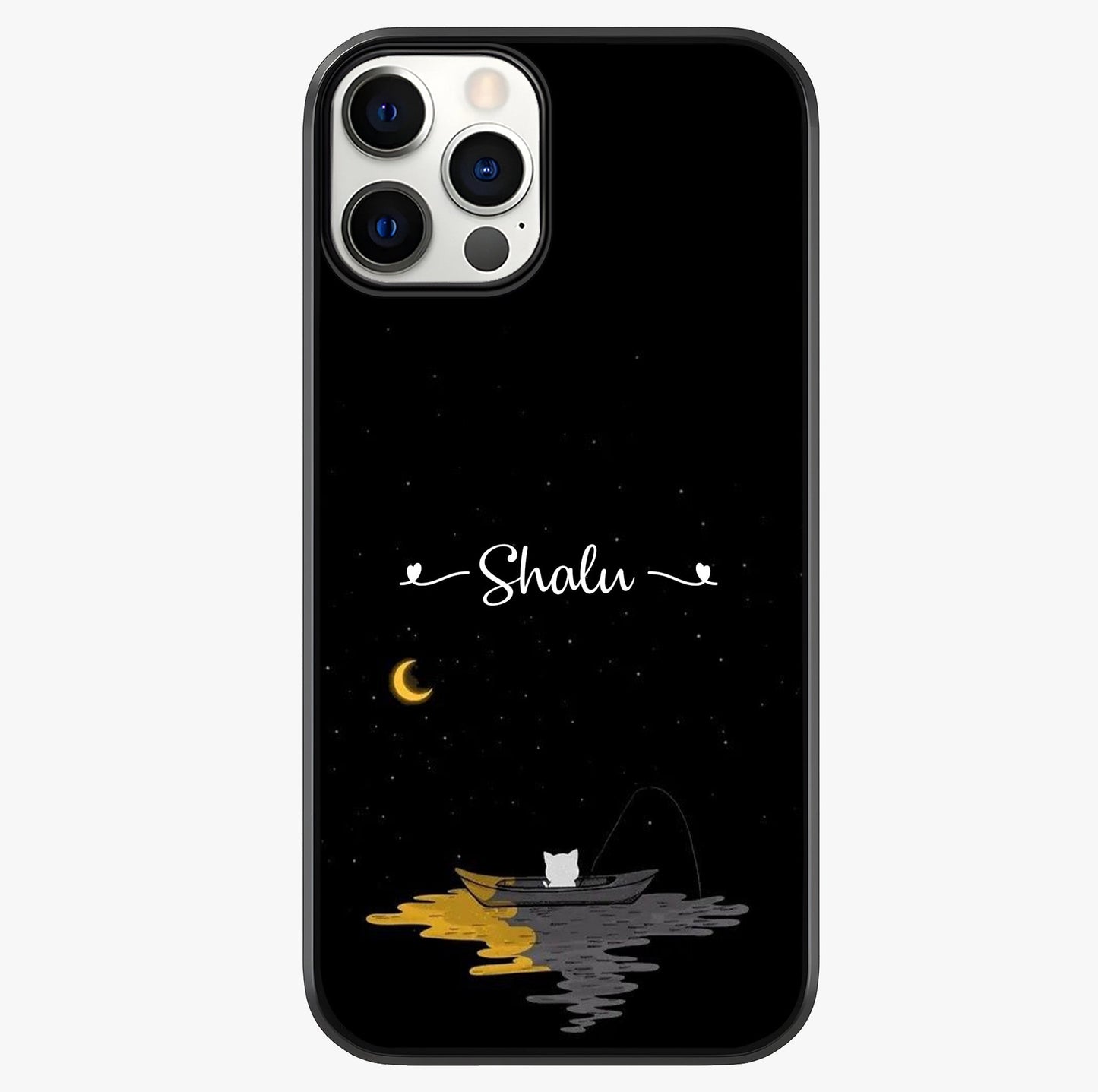 Silent Night Row Glass Case showing full back design in clean flat view with glossy glass finish.
