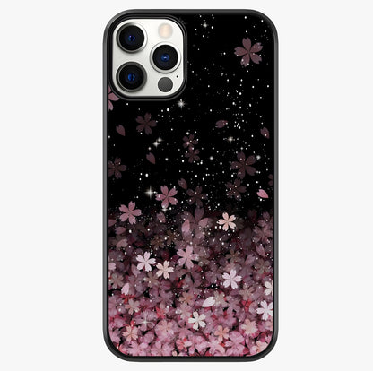 Small Starry Flowers Glass Case showing full back design in clean flat view with glossy glass finish.