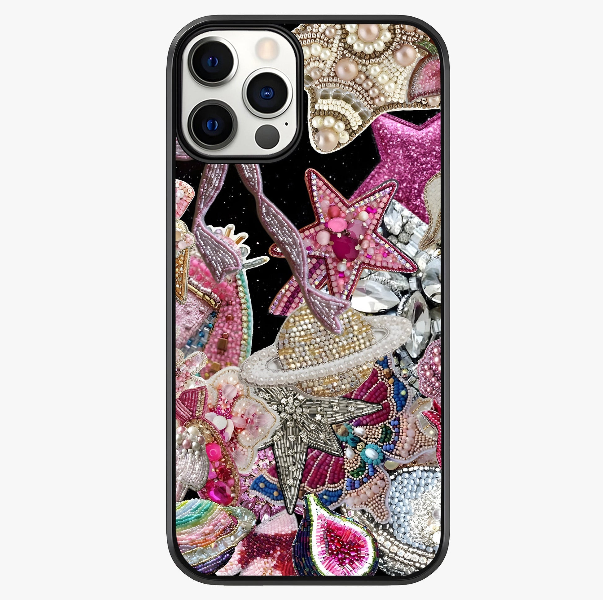 Starlit Jewel Dream Glass Case showing full back design in clean flat view with glossy glass finish.