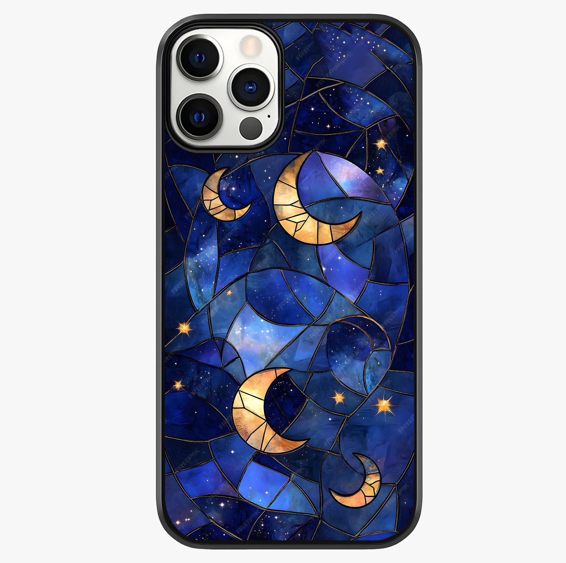 Starlit Sky Tapestry Glass Case showing full back design in clean flat view with glossy glass finish.