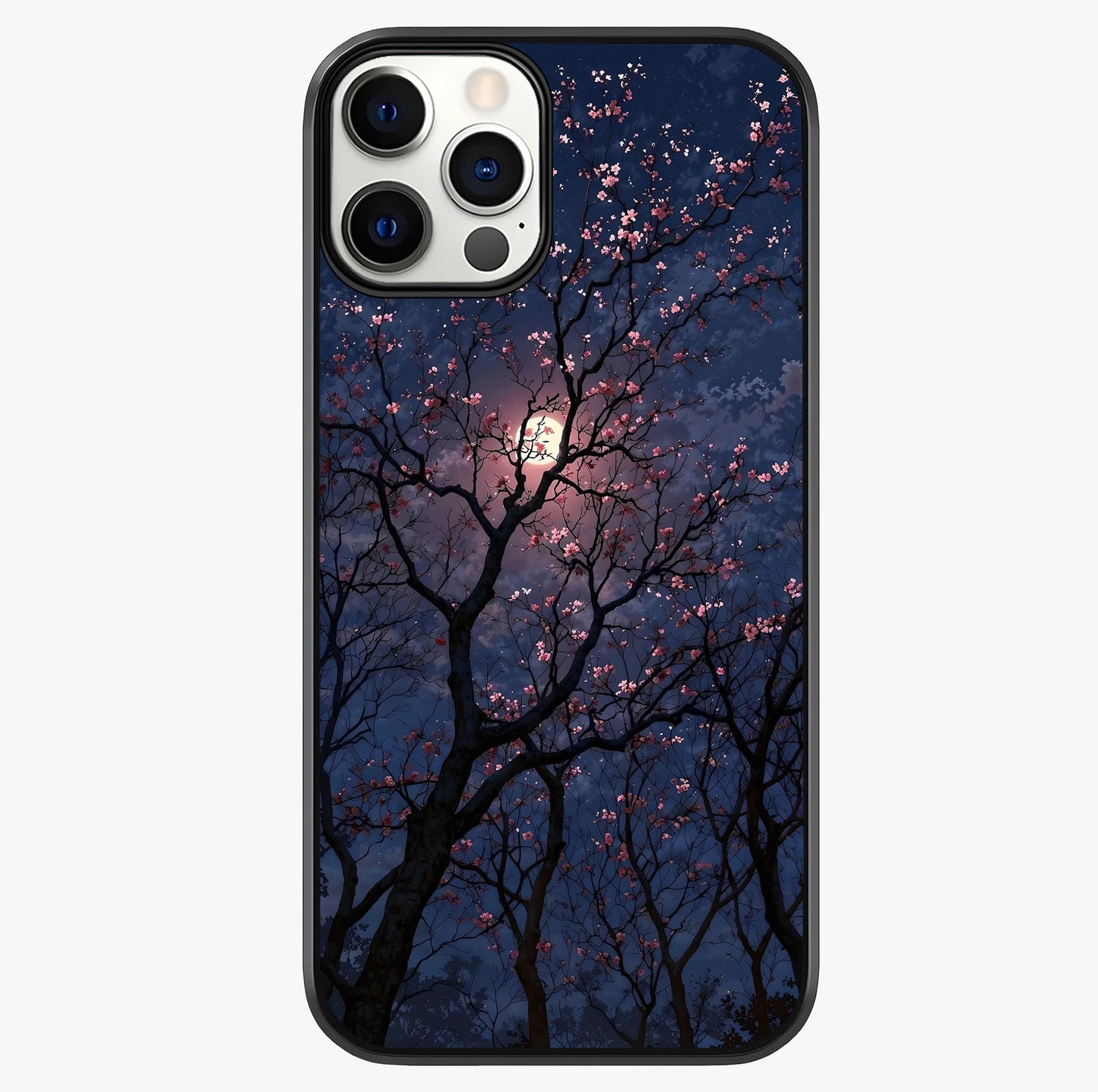 Twilight Sakura Serenade Glass Case showing full back design in clean flat view with glossy glass finish.