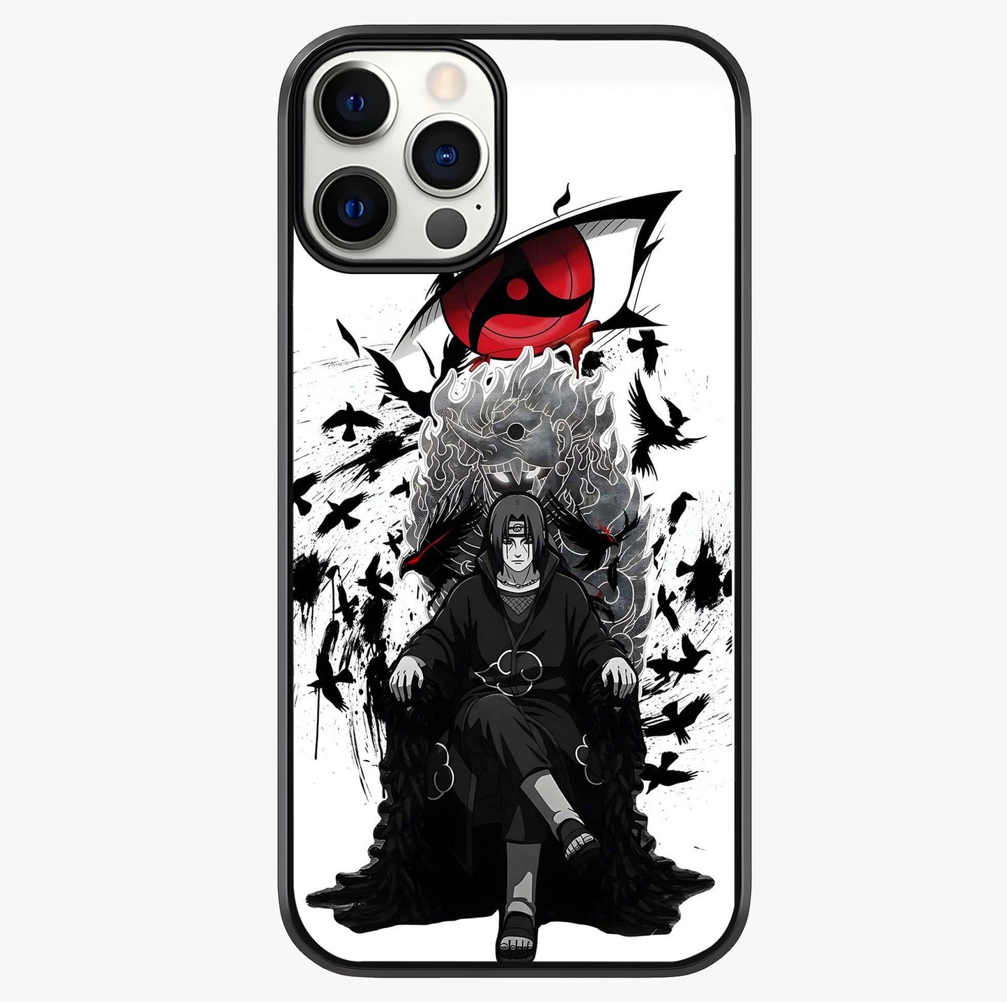 Uchiha Shadow Throne Glass Case showing full back design in clean flat view with glossy glass finish.