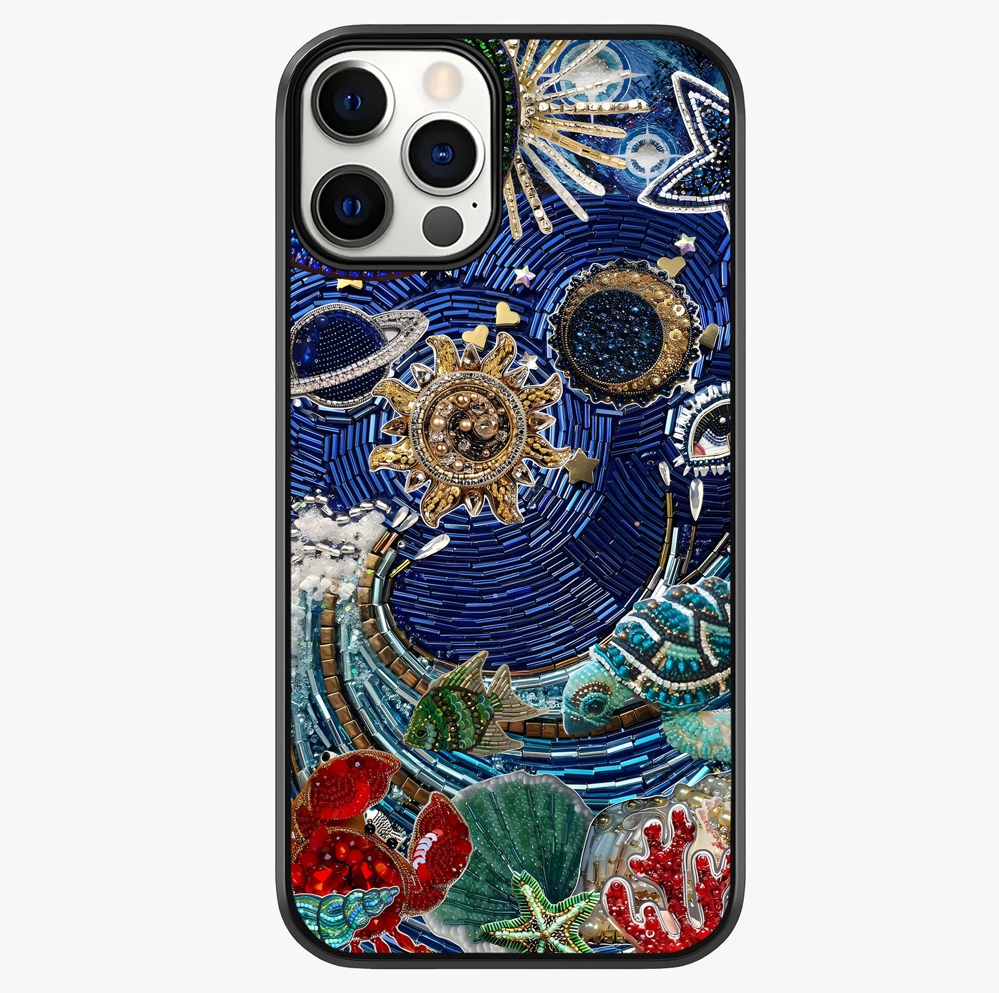 Universe Underwater Spark Glass Case showing full back design in clean flat view with glossy glass finish.