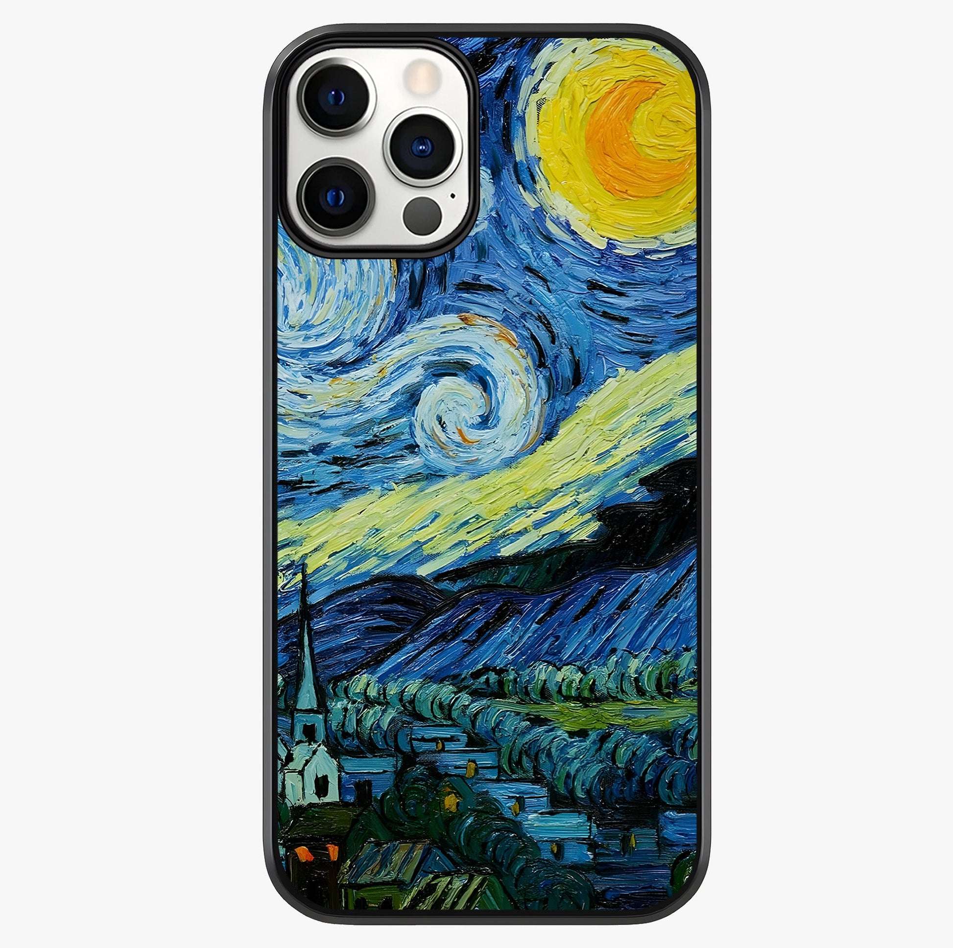 Van Gogh Art Glass Case showing full back design in clean flat view with glossy glass finish.
