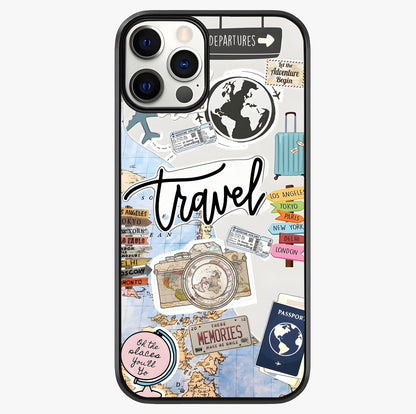 Wanderlust Journal Glass Case showing full back design in clean flat view with glossy glass finish.