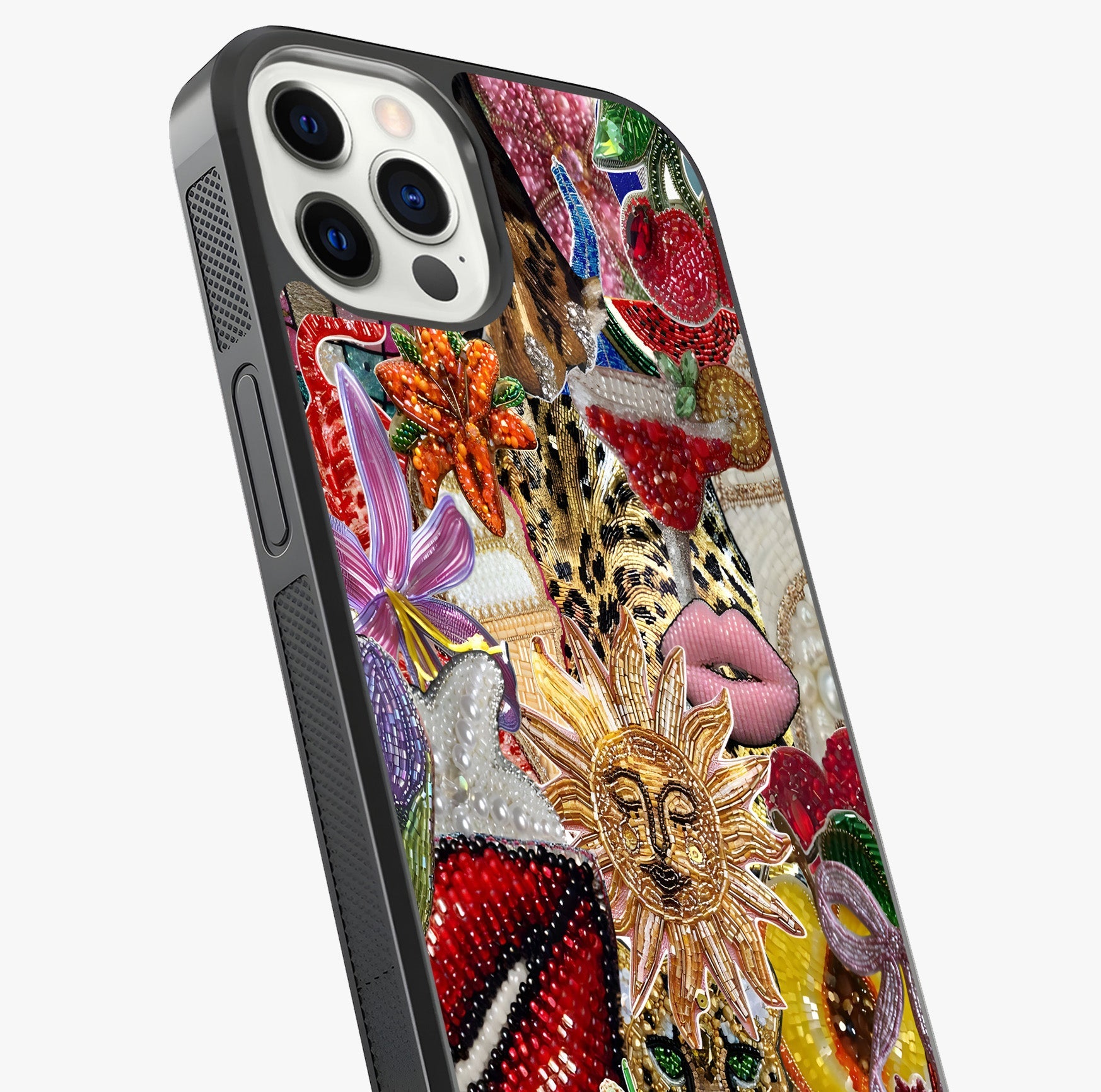 Beaded Fashion Jungle Glass Case captured at a warm angle highlighting gloss, texture and premium glass finish.