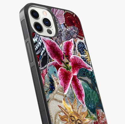 Beaded Garden Fantasy Glass Case captured at a warm angle highlighting gloss, texture and premium glass finish.
