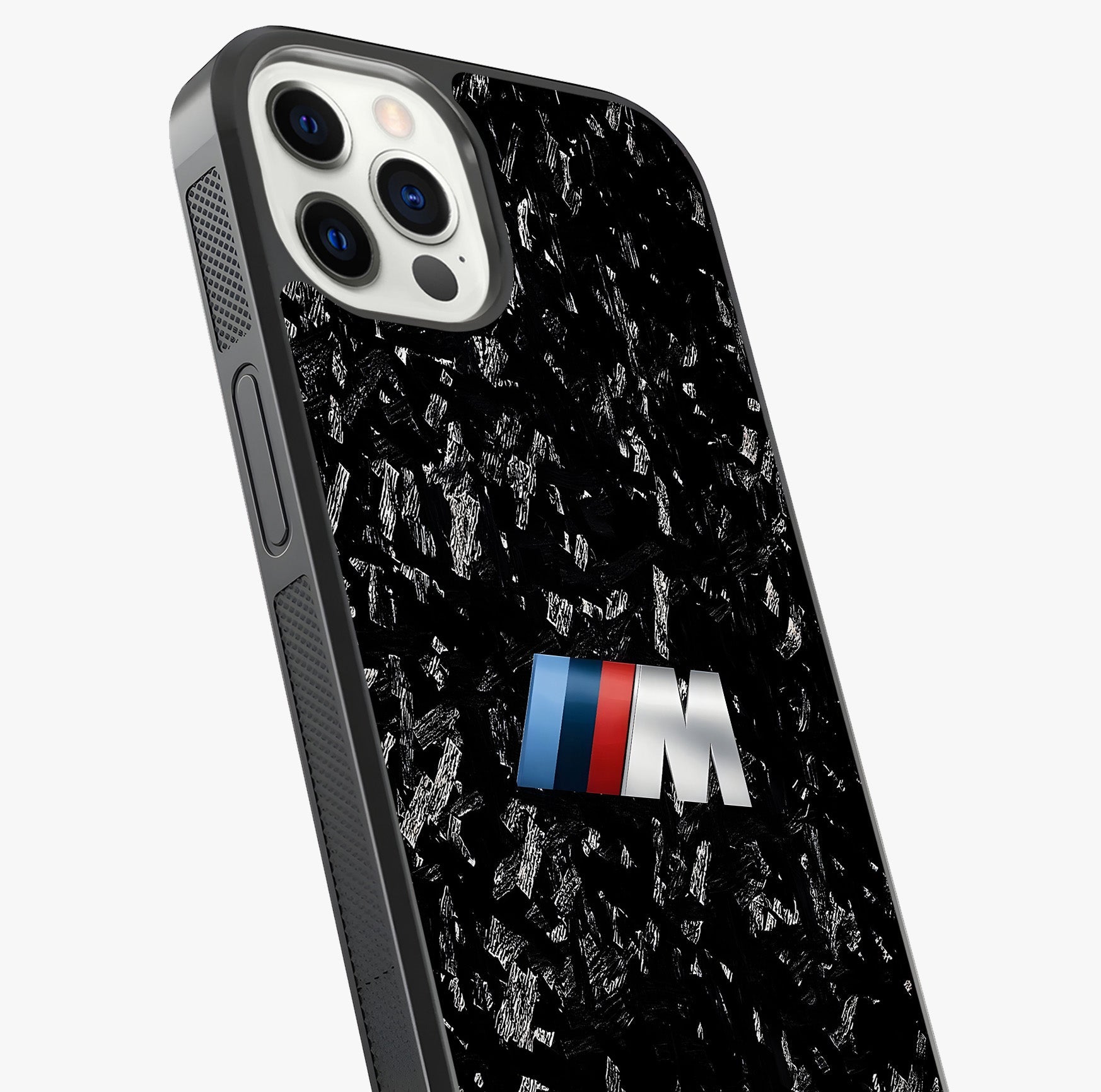 Carbon Speed Mark Glass Case captured at a warm angle highlighting gloss, texture and premium glass finish.