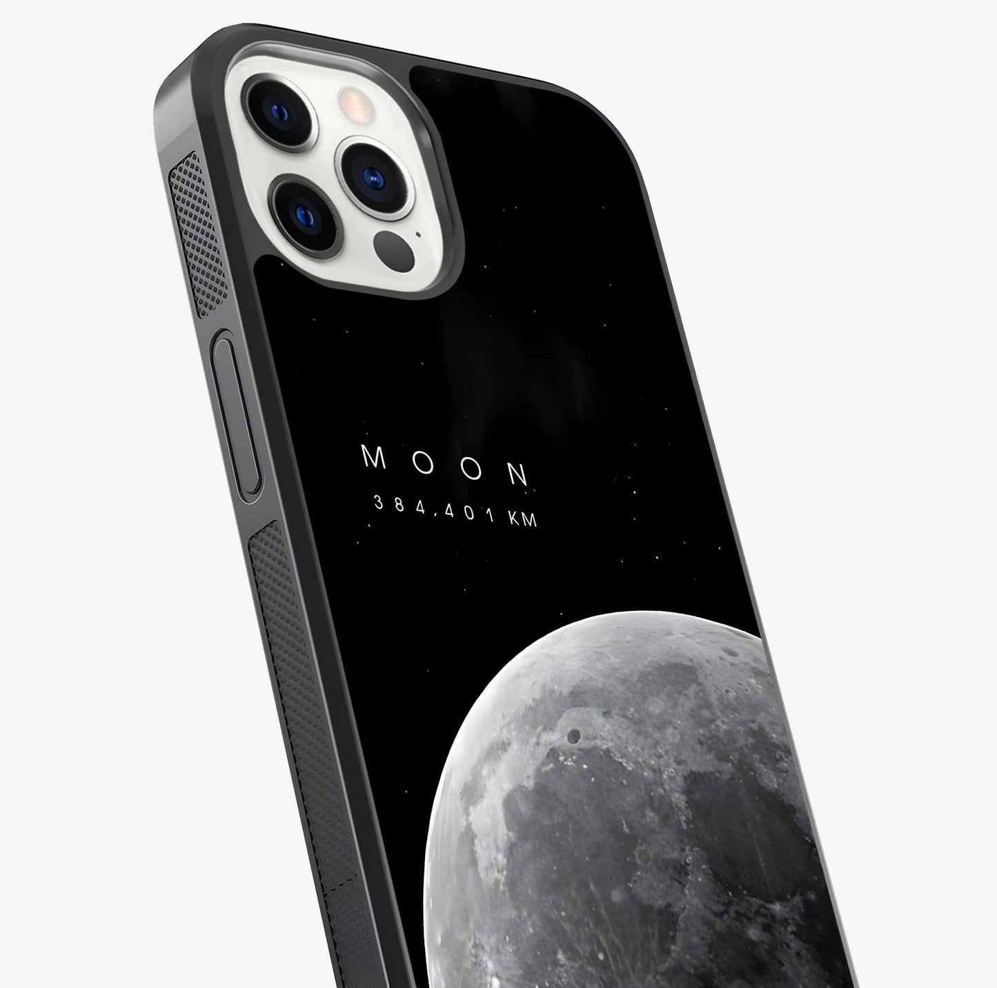 Cosmic Moon Glow Glass Case captured at a warm angle highlighting gloss, texture and premium glass finish.