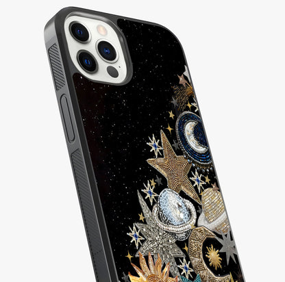 Cosmic Sparkle Dreams Glass Case captured at a warm angle highlighting gloss, texture and premium glass finish.