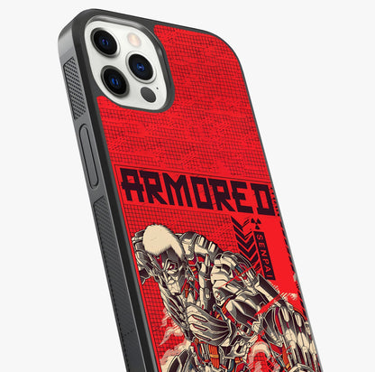 Crimson Mecha Titan Glass Case captured at a warm angle highlighting gloss, texture and premium glass finish.