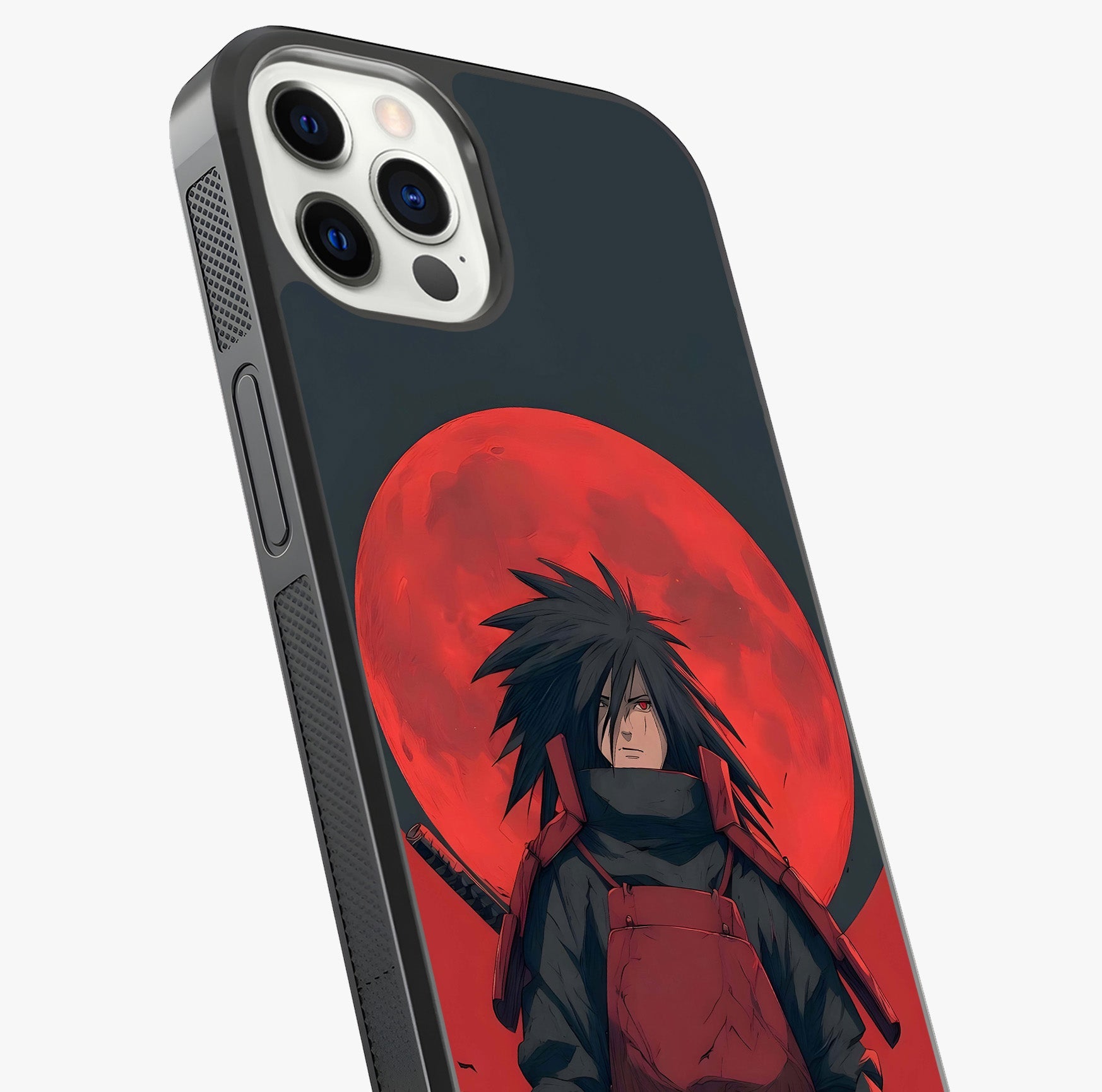 Crimson Moon Warlord Glass Case captured at a warm angle highlighting gloss, texture and premium glass finish.