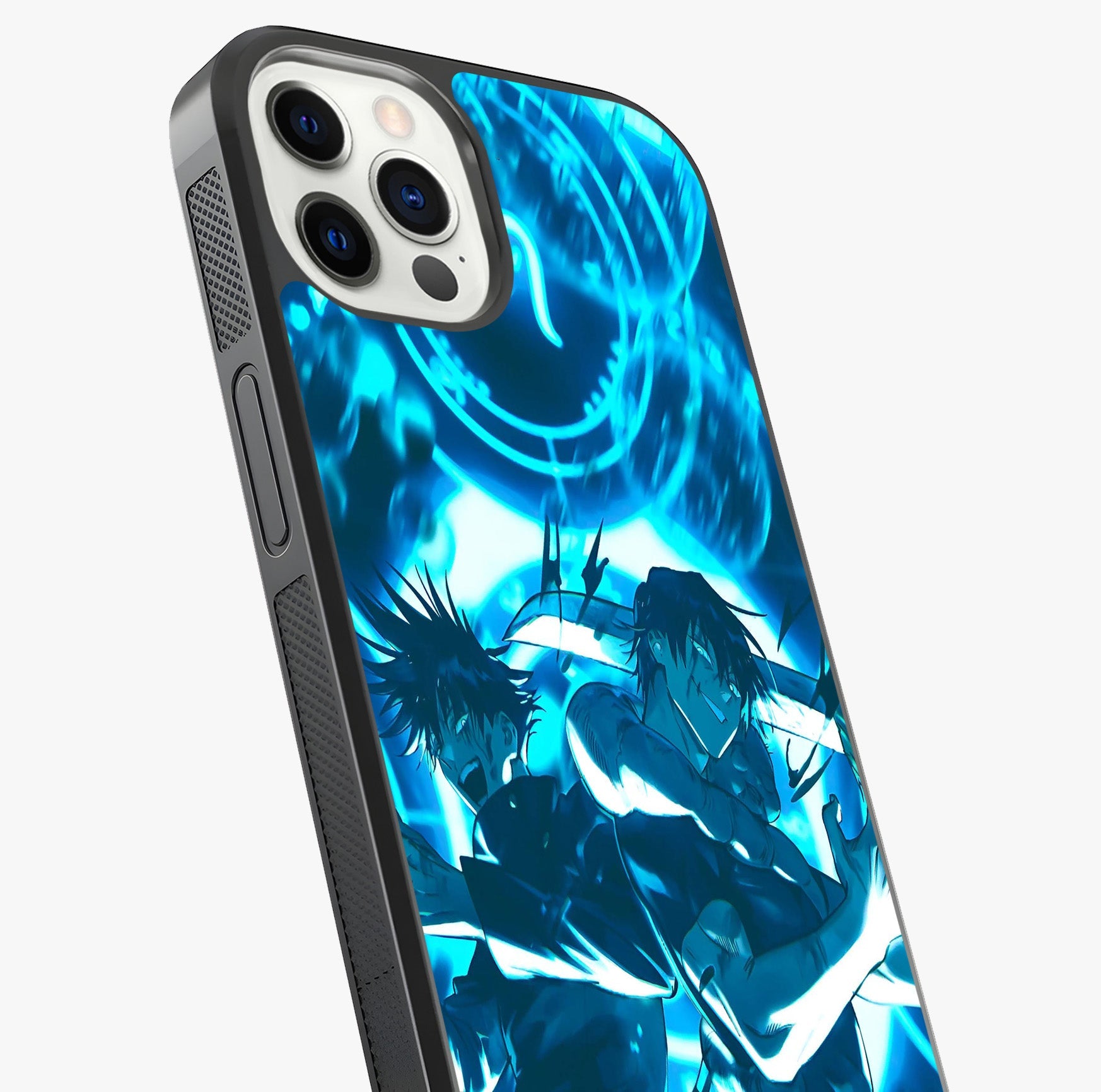 Cursed Energy Clash Glass Case captured at a warm angle highlighting gloss, texture and premium glass finish.