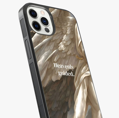 Divine Winged Grace Glass Case captured at a warm angle highlighting gloss, texture and premium glass finish.
