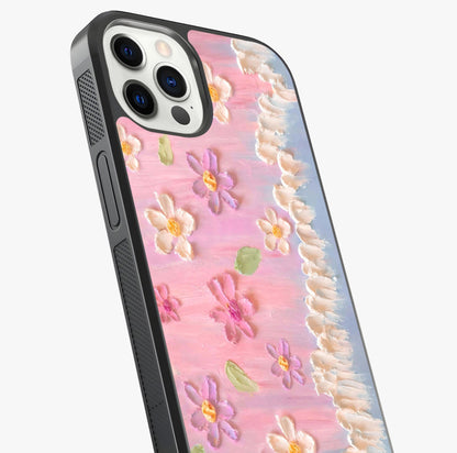 Dreamy Painted Garden Glass Case captured at a warm angle highlighting gloss, texture and premium glass finish.