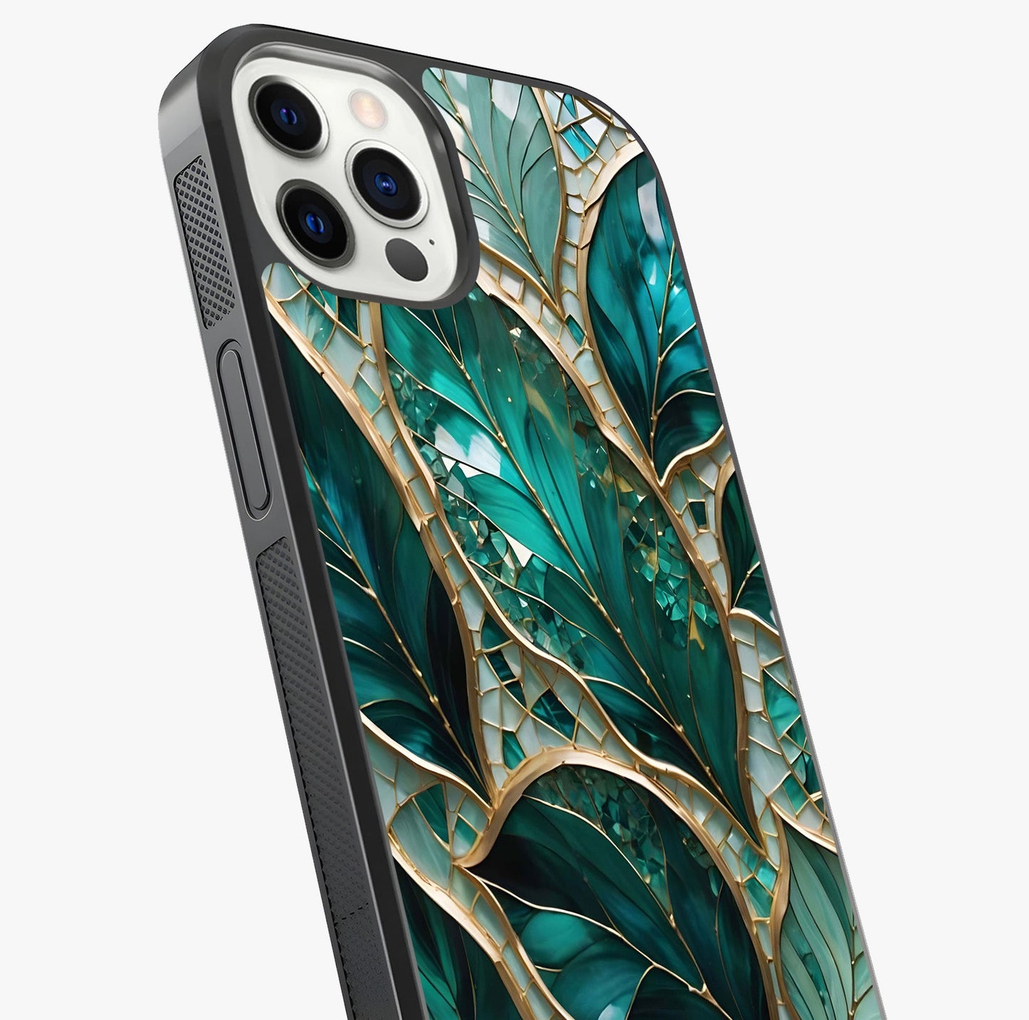 Emerald Leaf Glass Glass Case captured at a warm angle highlighting gloss, texture and premium glass finish.