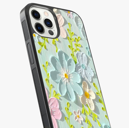 Frosted Petal Garden Glass Case captured at a warm angle highlighting gloss, texture and premium glass finish.