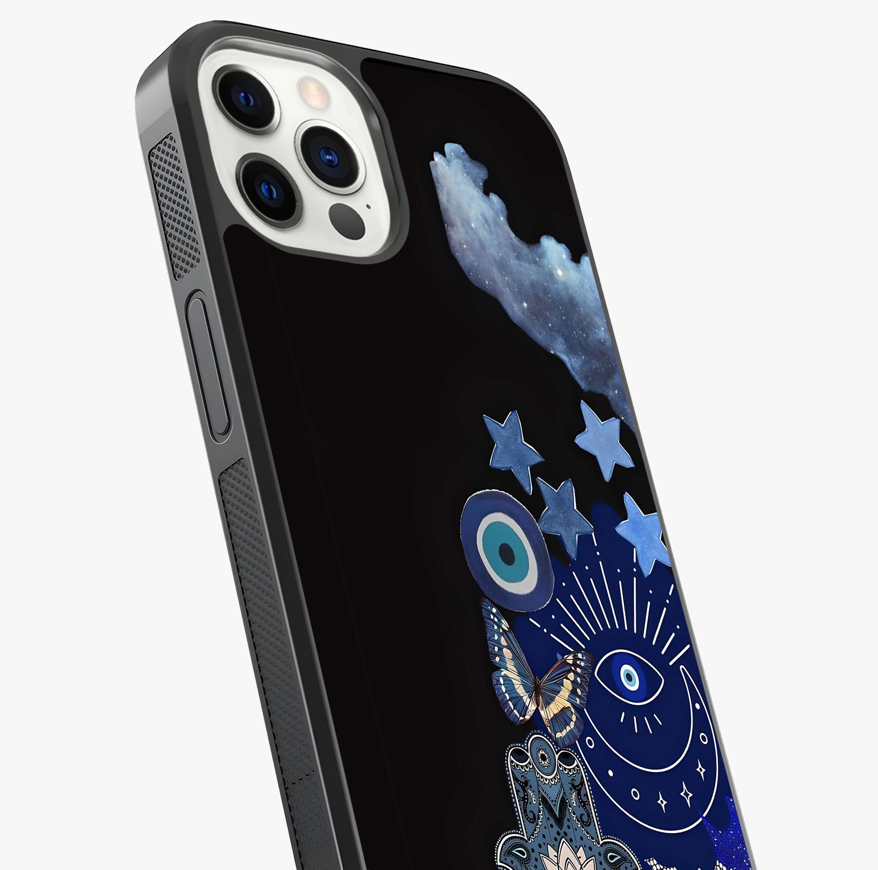 Galactic Charm Cluster Glass Case captured at a warm angle highlighting gloss, texture and premium glass finish.