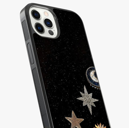 Galactic Charm Glow Glass Case captured at a warm angle highlighting gloss, texture and premium glass finish.