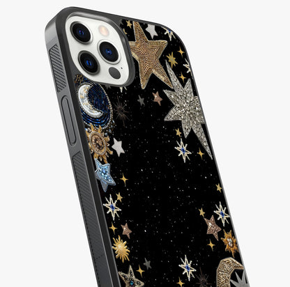 Galactic Jewel Stars Glass Case captured at a warm angle highlighting gloss, texture and premium glass finish.