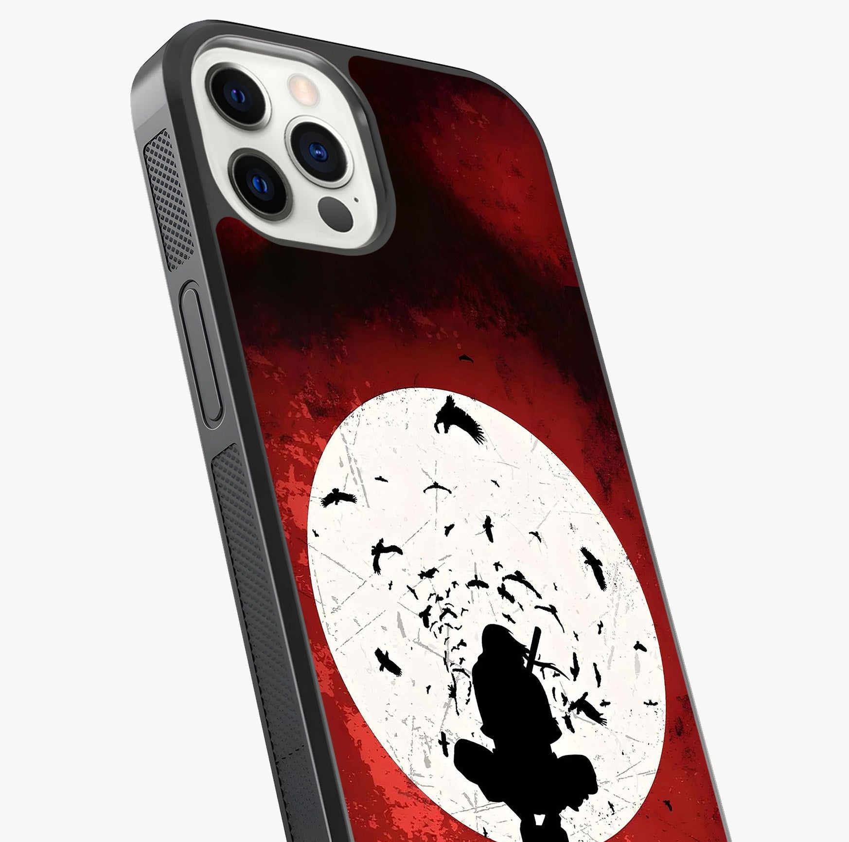 Itachi Limited Edition Naruto Anime Glass Case captured at a warm angle highlighting gloss, texture and premium glass finish.