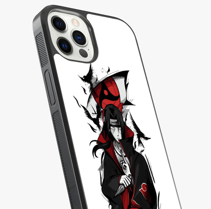 Itachi Sharingan Glass Case captured at a warm angle highlighting gloss, texture and premium glass finish.