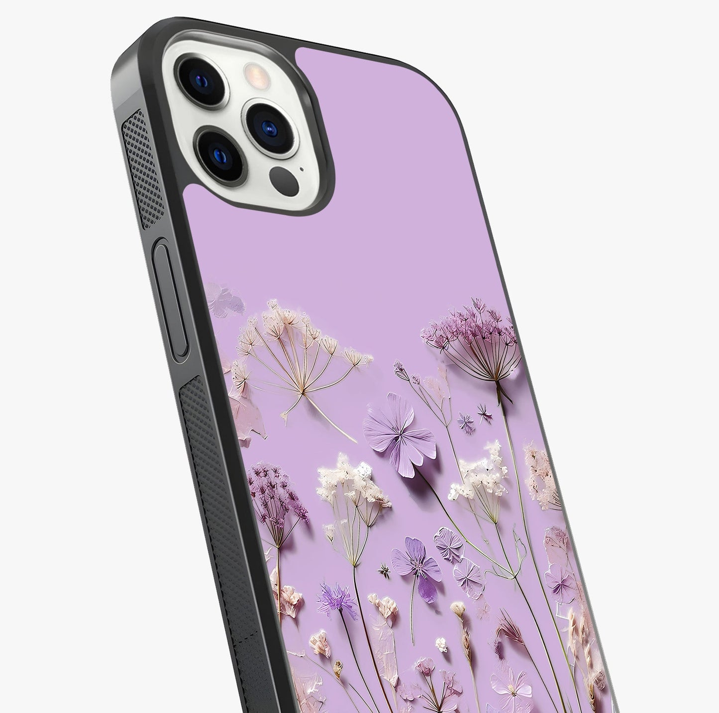 Lavender Blossom Dream Glass Case captured at a warm angle highlighting gloss, texture and premium glass finish.