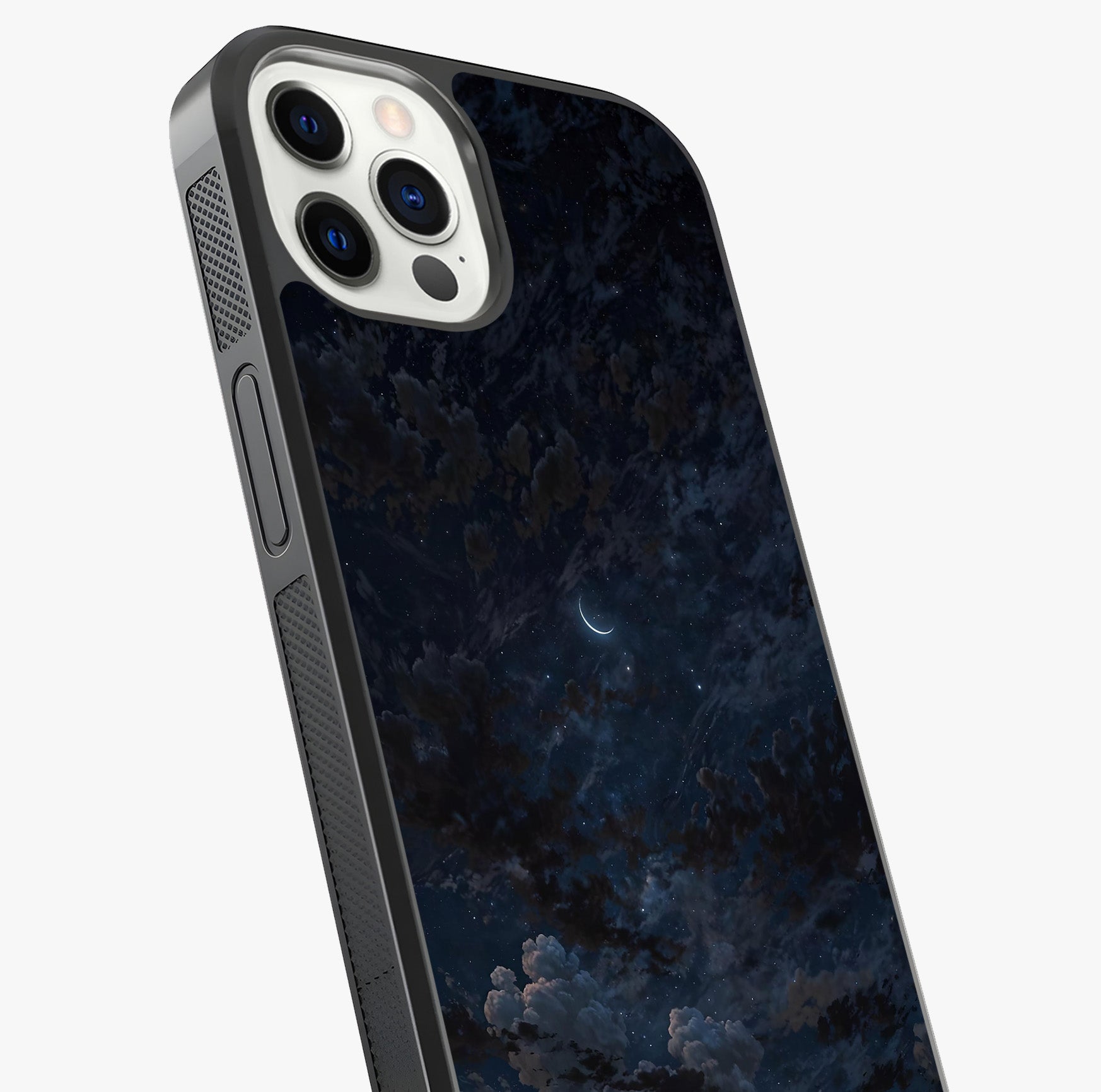 Lunar Veil Silence Glass Case captured at a warm angle highlighting gloss, texture and premium glass finish.