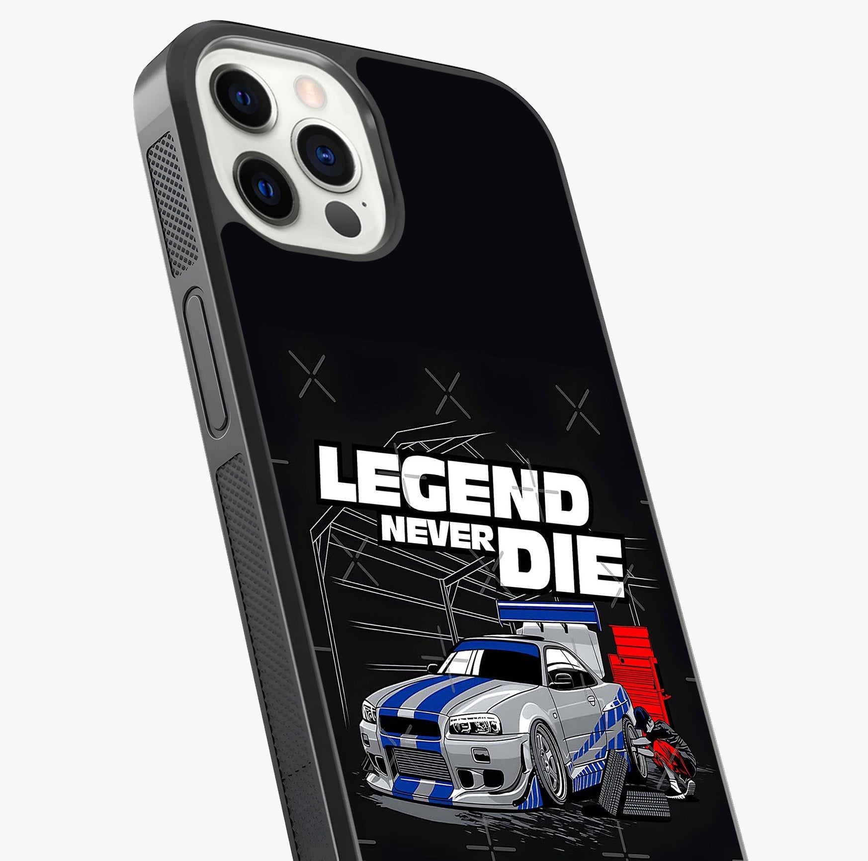 Midnight Racing Legacy Glass Case captured at a warm angle highlighting gloss, texture and premium glass finish.