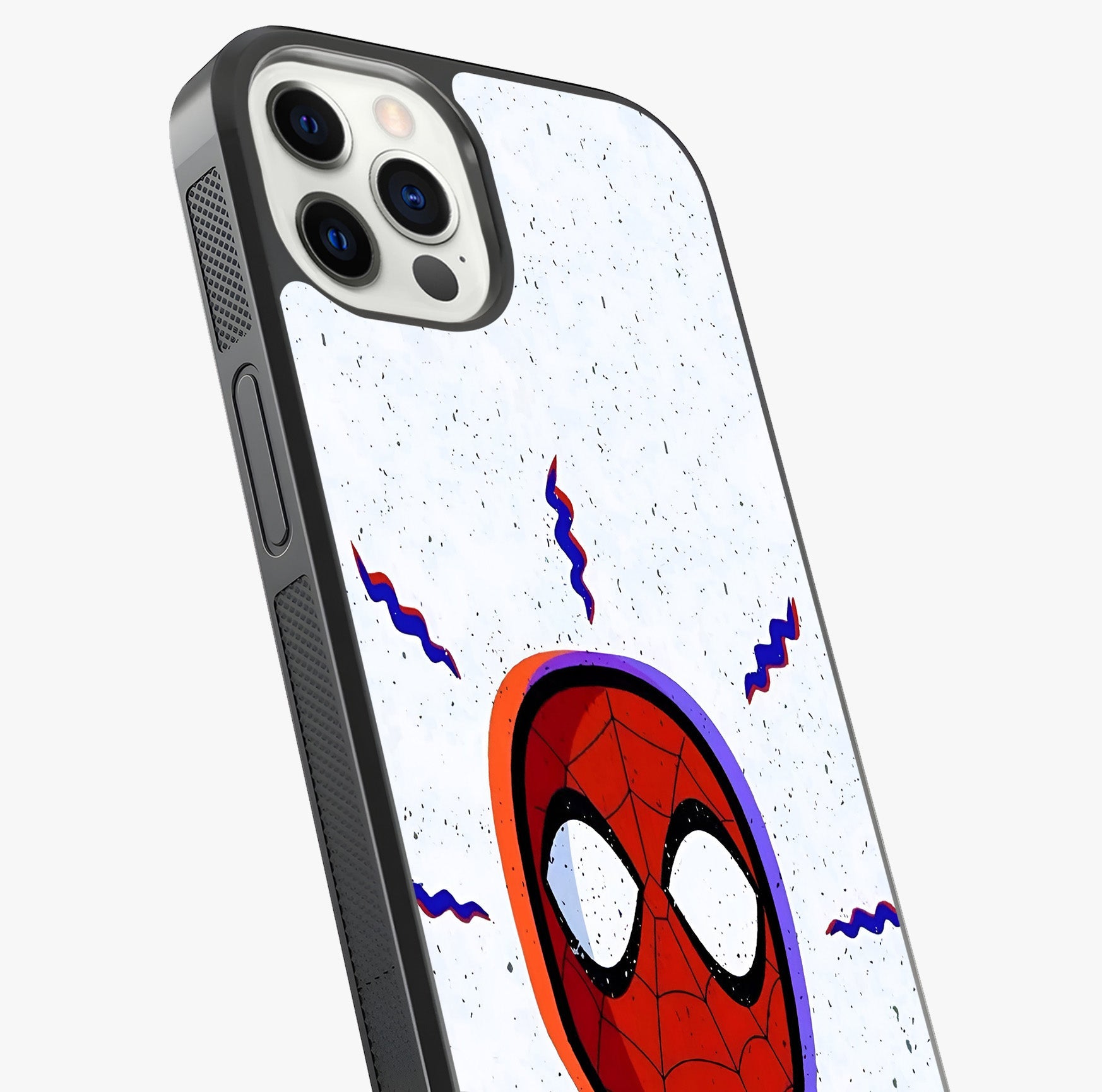 Omg Spiderman Glass Case captured at a warm angle highlighting gloss, texture and premium glass finish.