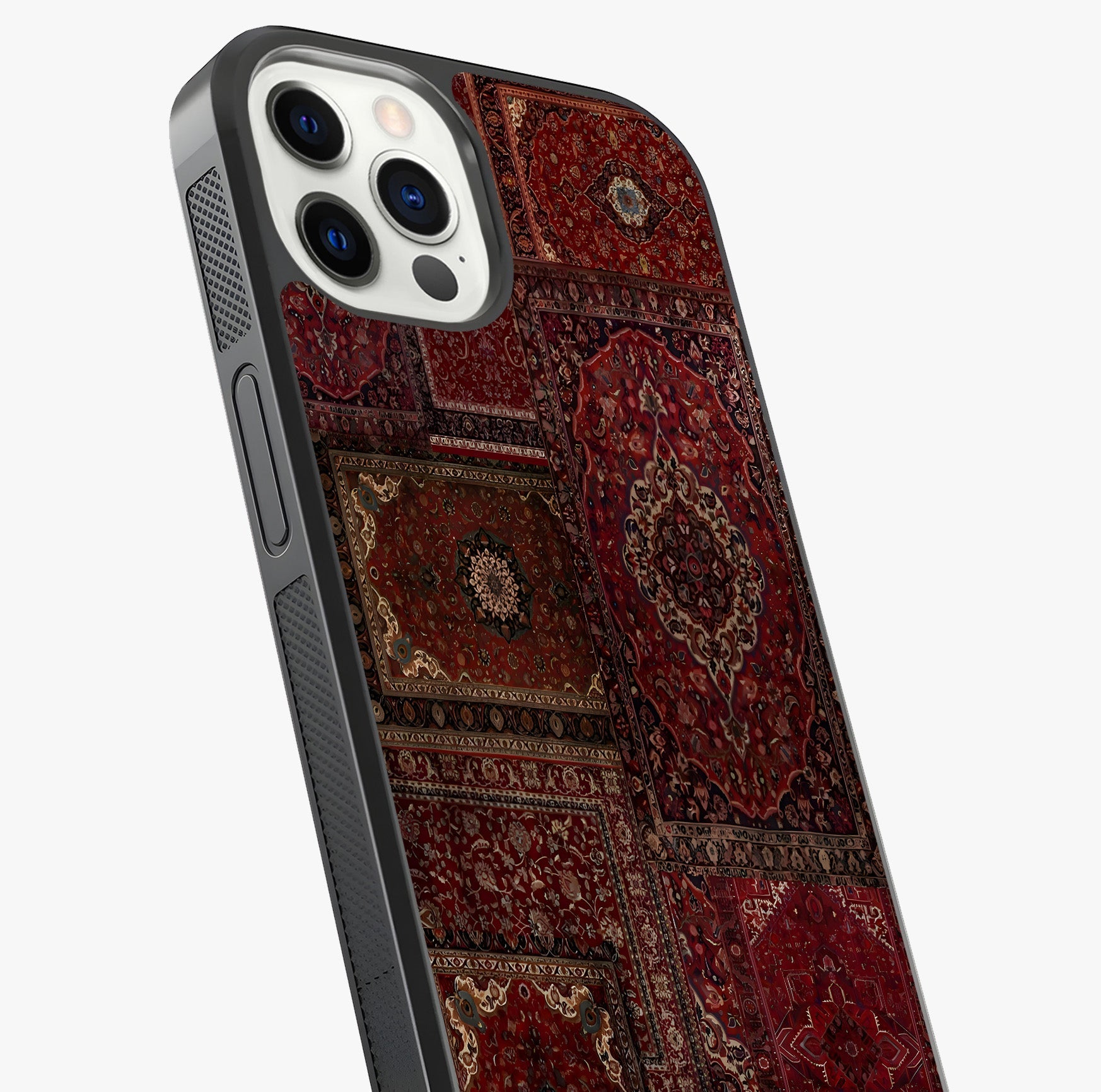 Persian Velvet Tale Glass Case captured at a warm angle highlighting gloss, texture and premium glass finish.