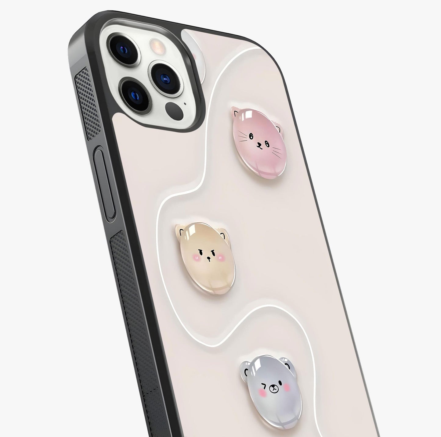 Puffy Face Parade Glass Case captured at a warm angle highlighting gloss, texture and premium glass finish.