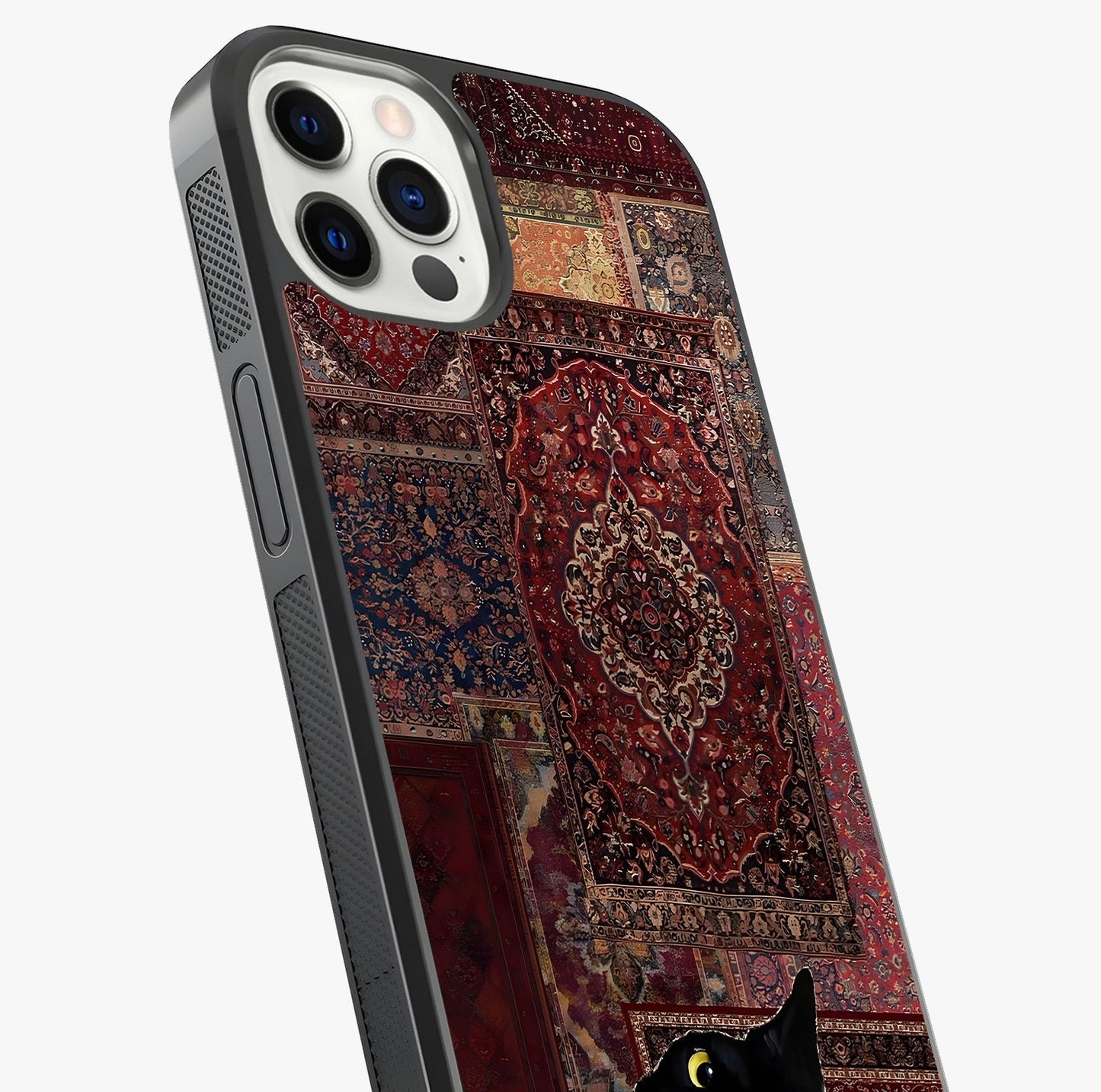 Regal Magic Cat Apple Glass Case captured at a warm angle highlighting gloss, texture and premium glass finish.