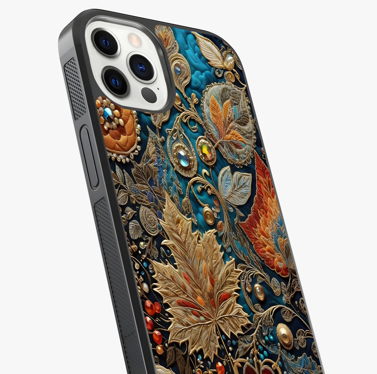 Royal Jewel Garden Glass Case captured at a warm angle highlighting gloss, texture and premium glass finish.