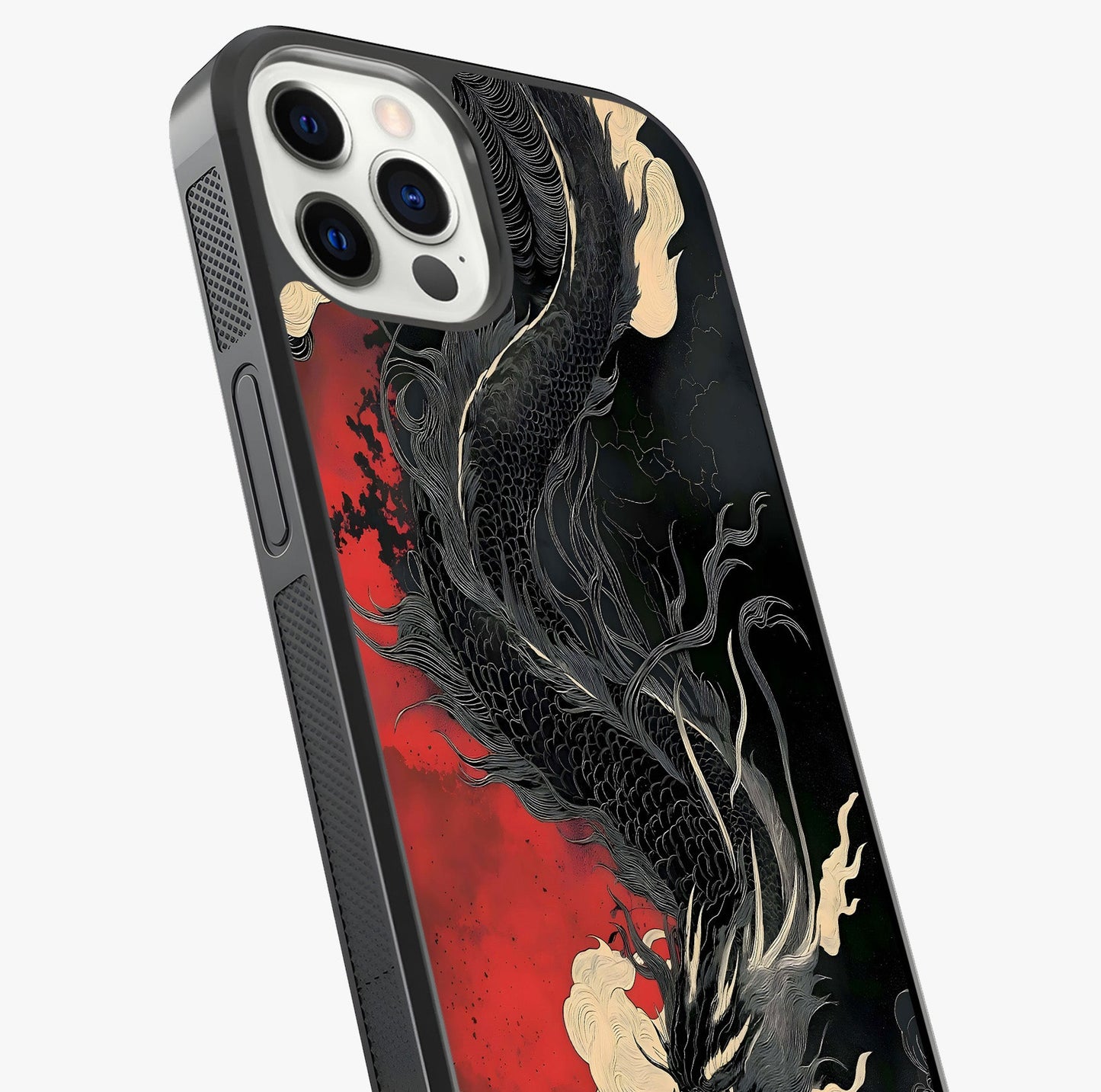 Shadow Dragon Fury Glass Case captured at a warm angle highlighting gloss, texture and premium glass finish.
